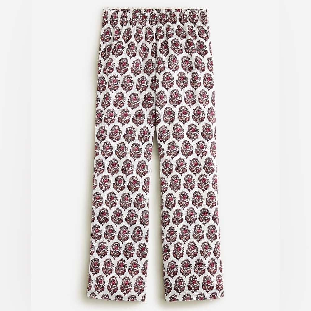 J. Crew White Pants with Burgundy Paisley Print